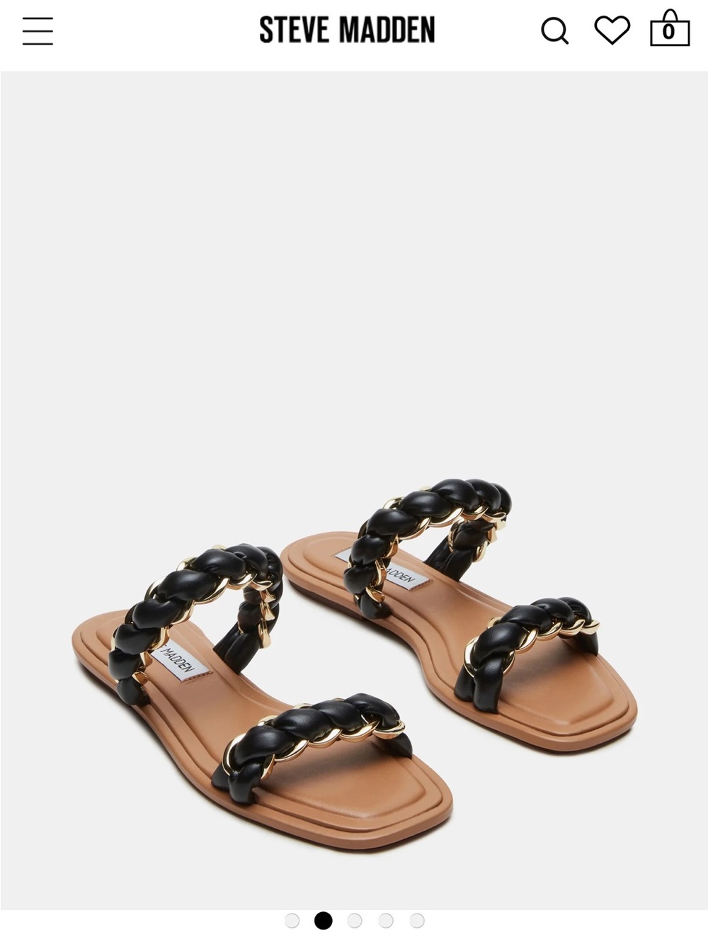 Steve Madden Black BOHO Double-Strap Sandal with Gold Chain